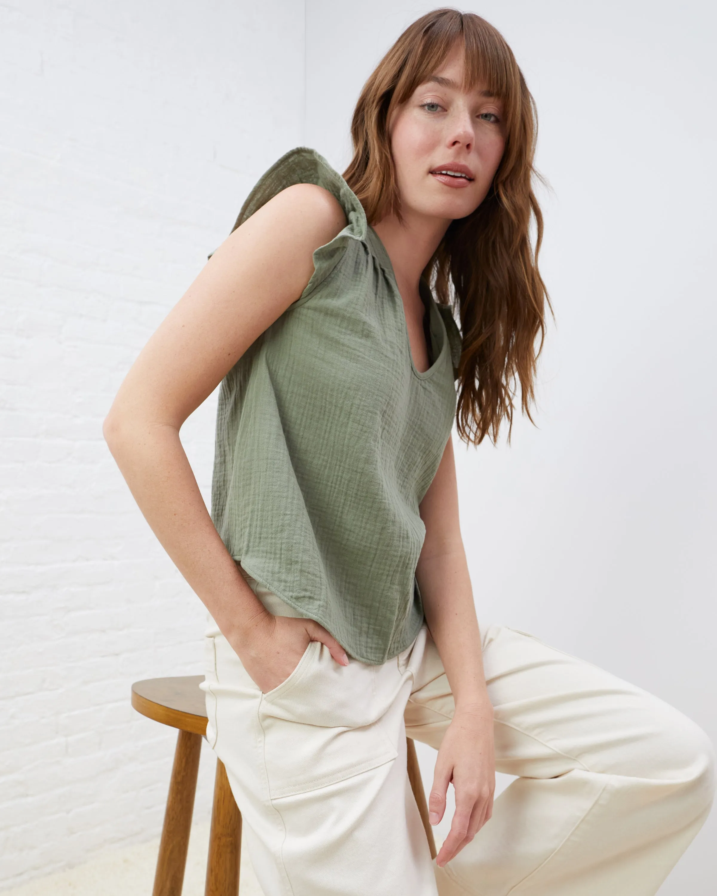 Flutter Sleeve V-Neck Top sold by UpWest product image thumbnail 4