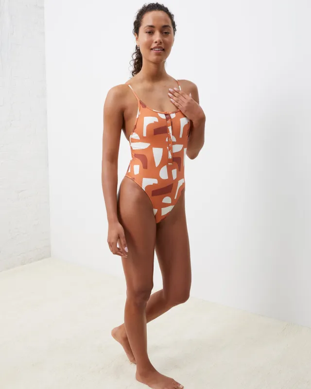 One-Piece Shapes Henley Swimsuit sold by UpWest