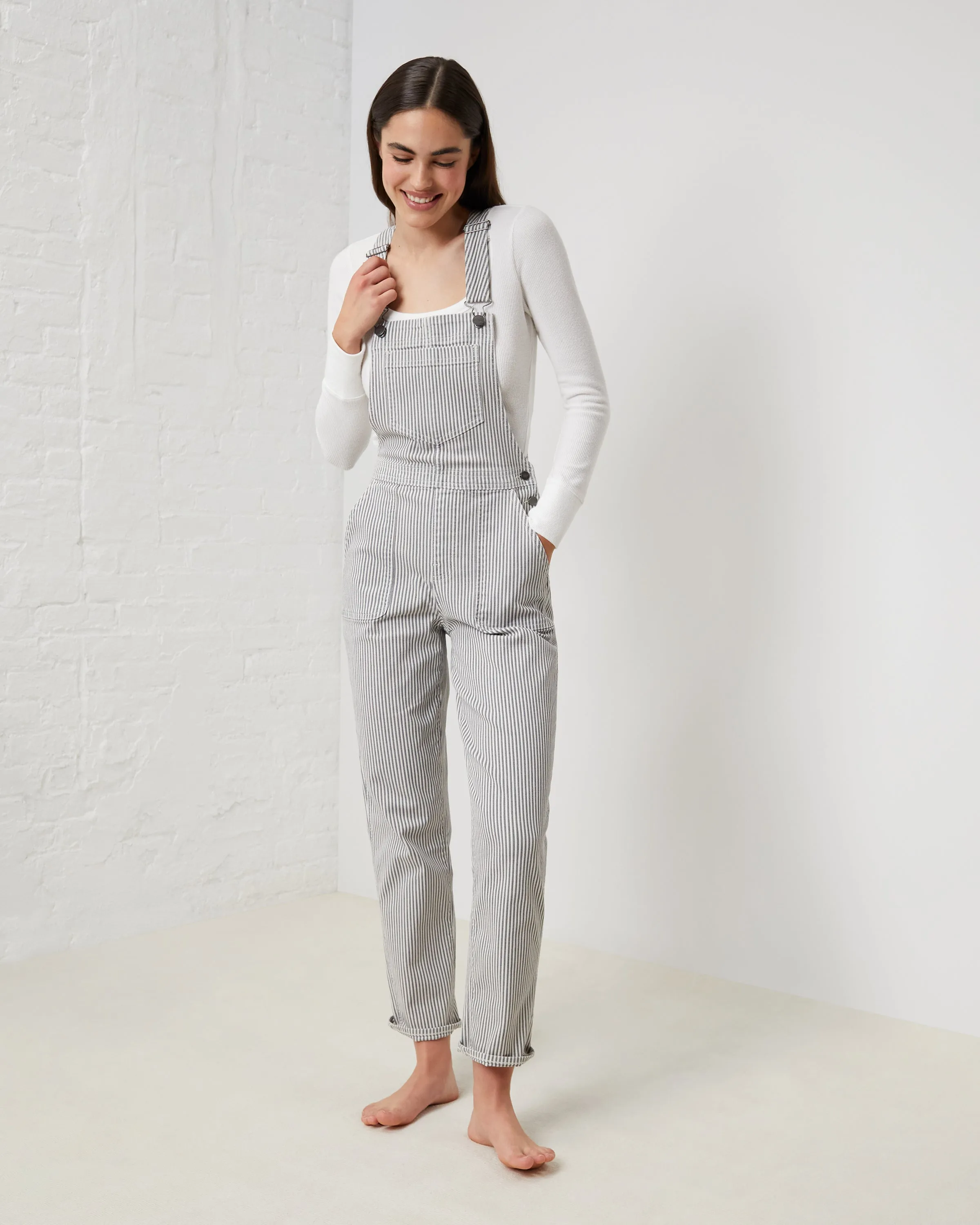 Railroad Stripe Denim Overall sold by UpWest
