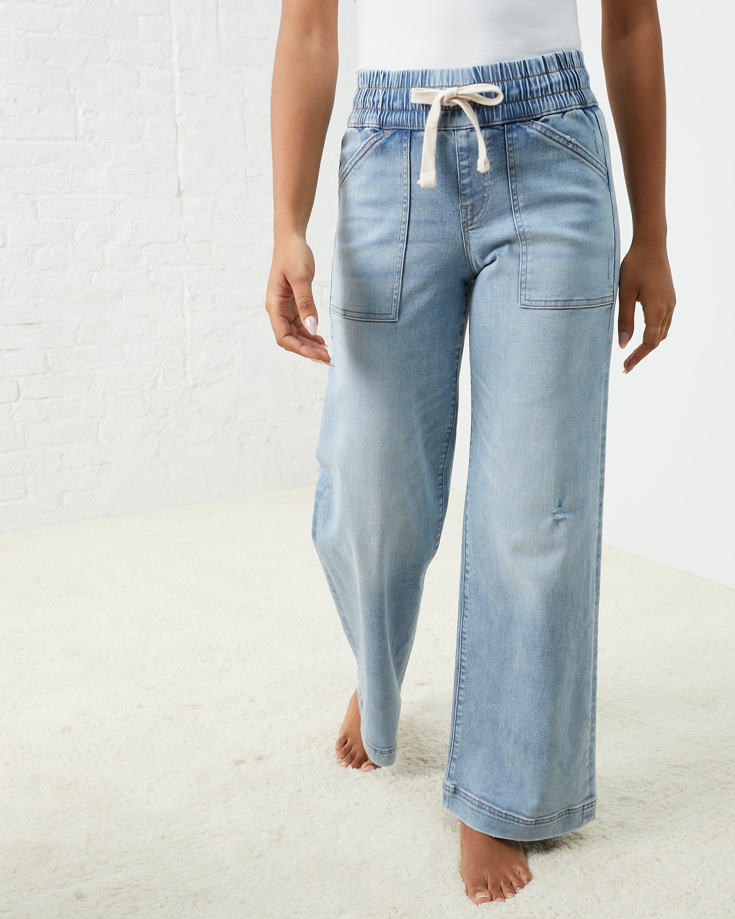 All Day Wide-Leg Pull-On Denim sold by UpWest