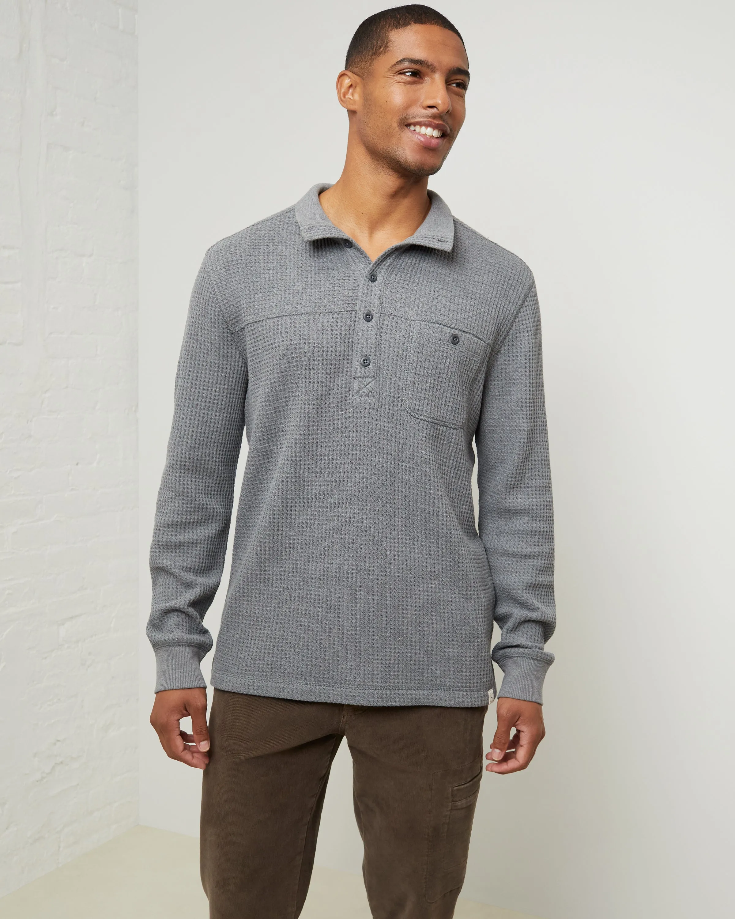 Cozy Up Mock Neck Waffle Tee sold by UpWest