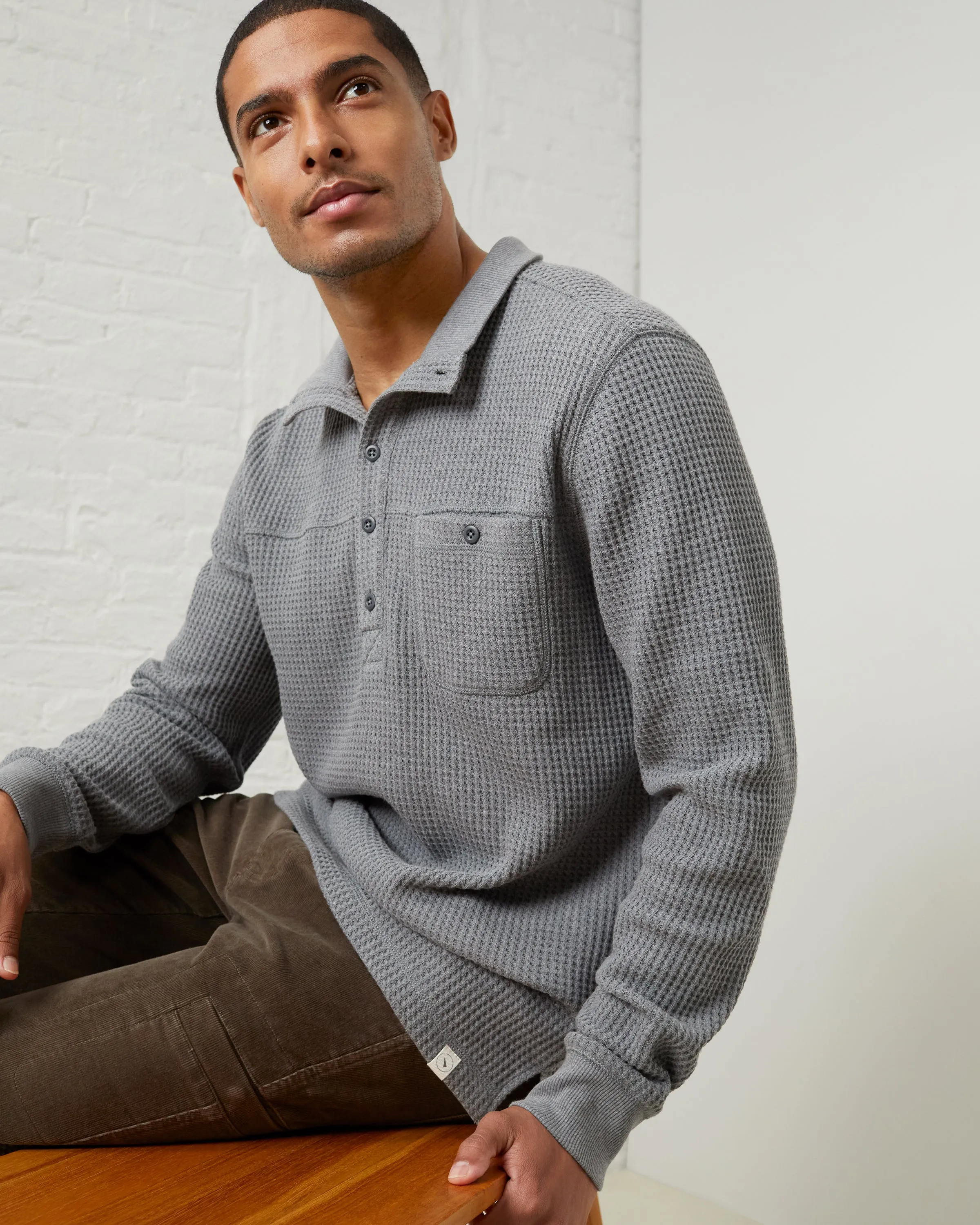 Cozy Up Mock Neck Waffle Tee sold by UpWest product image thumbnail 2