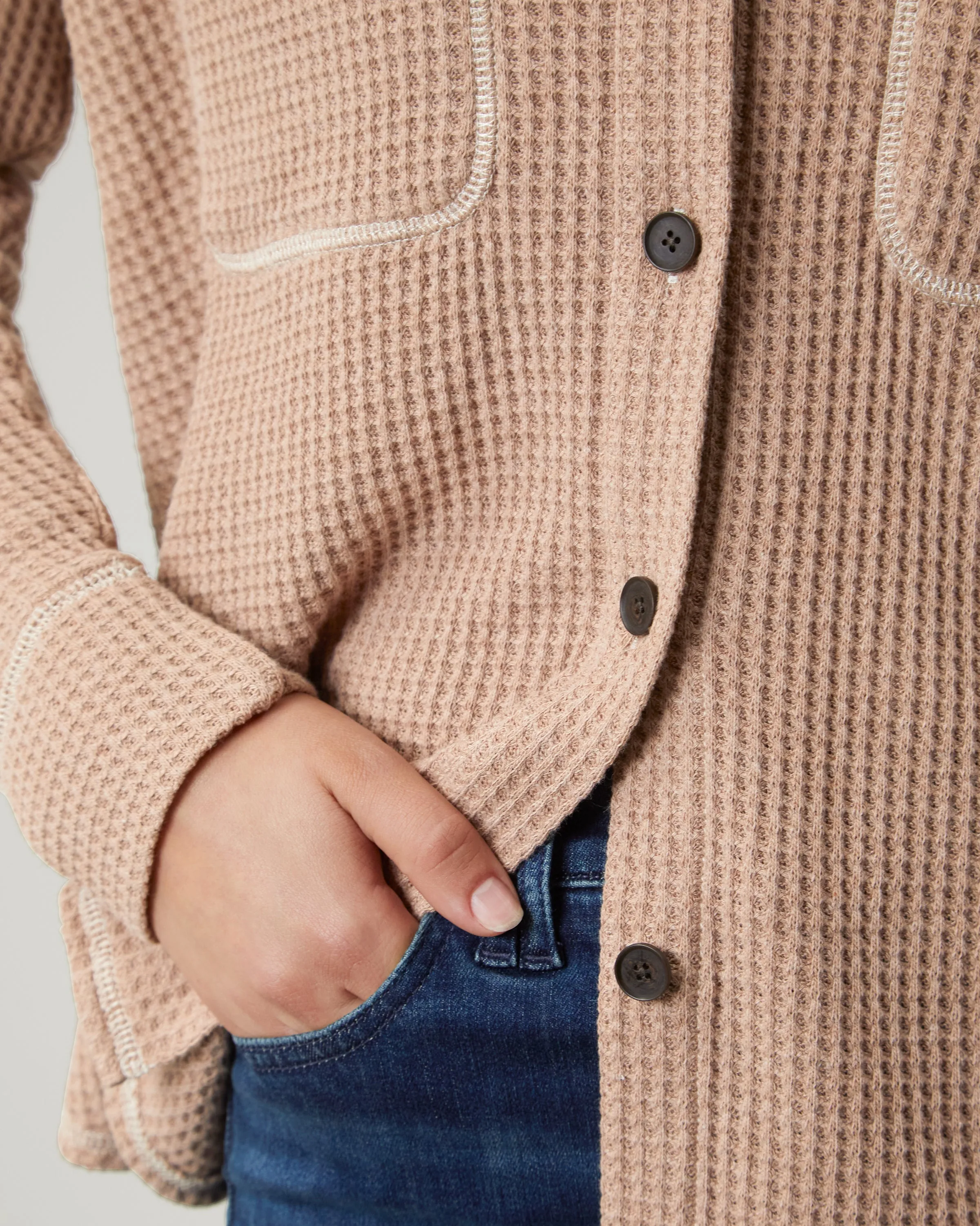 Cozy Up Waffle Button-Down Shirt sold by UpWest product image thumbnail 4