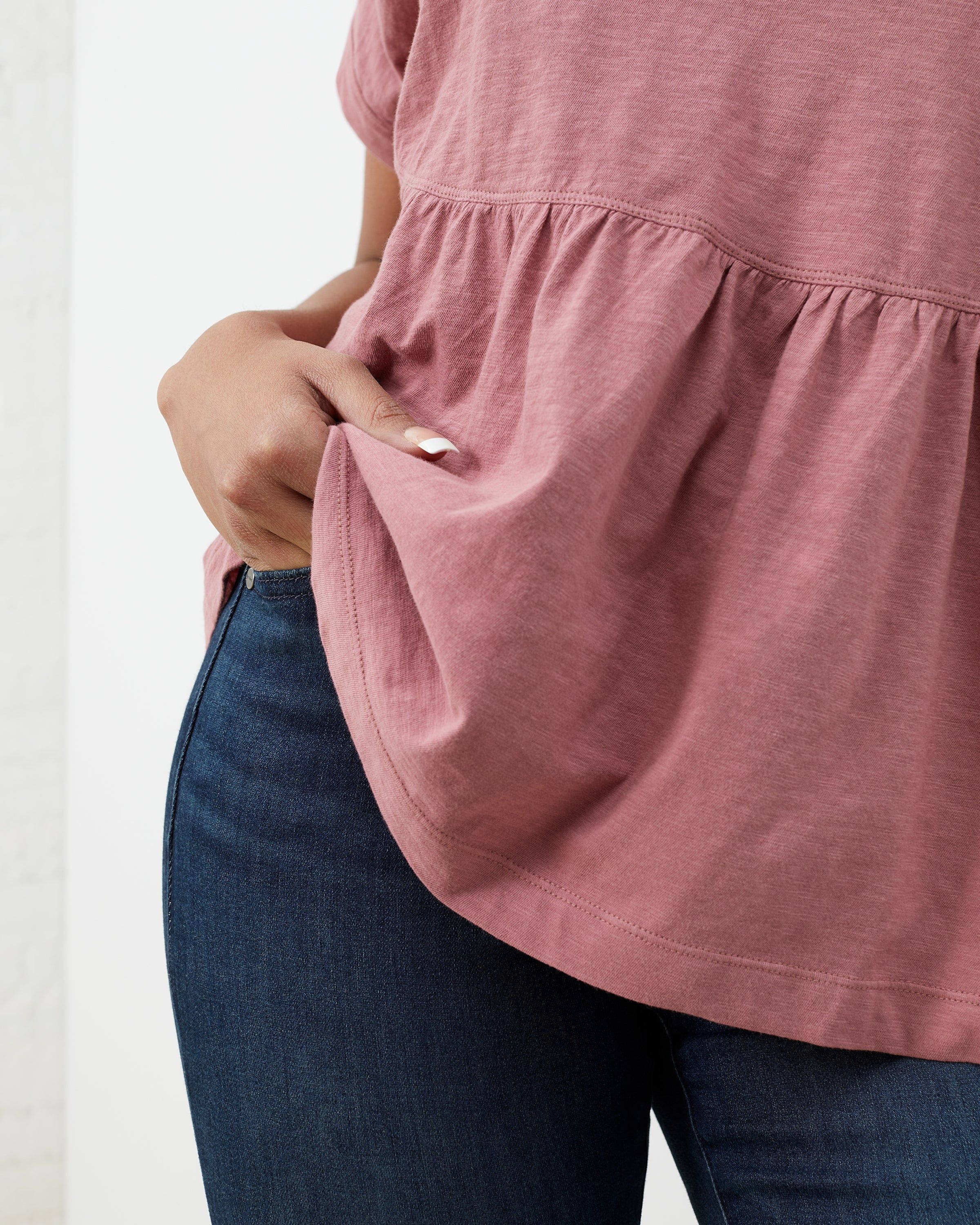 Clean Cotton Oversized Peplum Tee sold by UpWest product image thumbnail 3