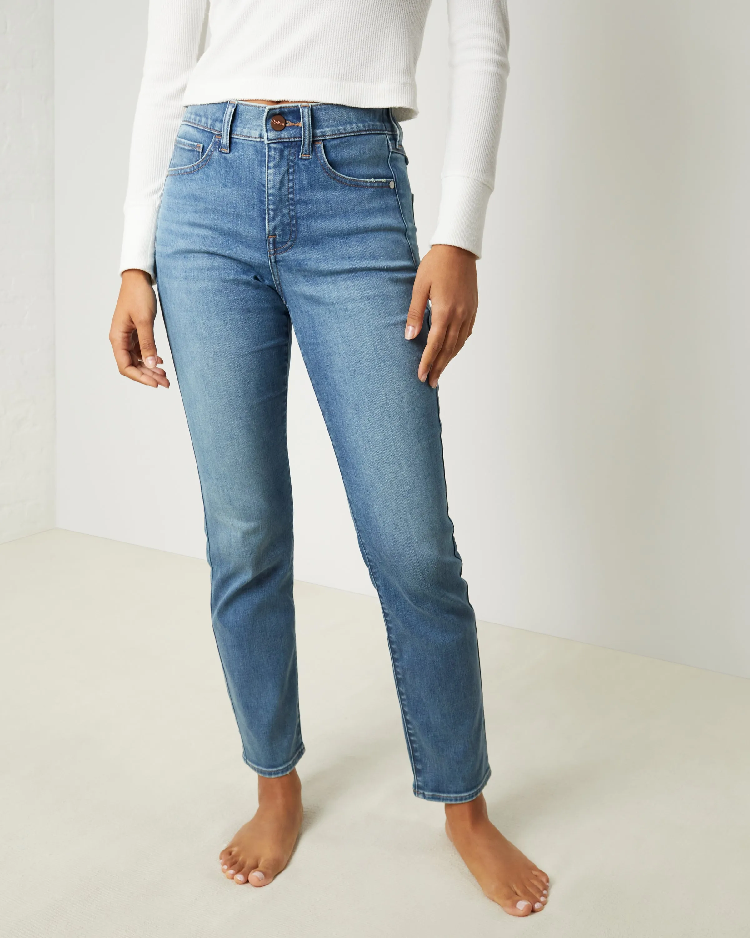 All-Day High-Rise Slim Denim sold by UpWest