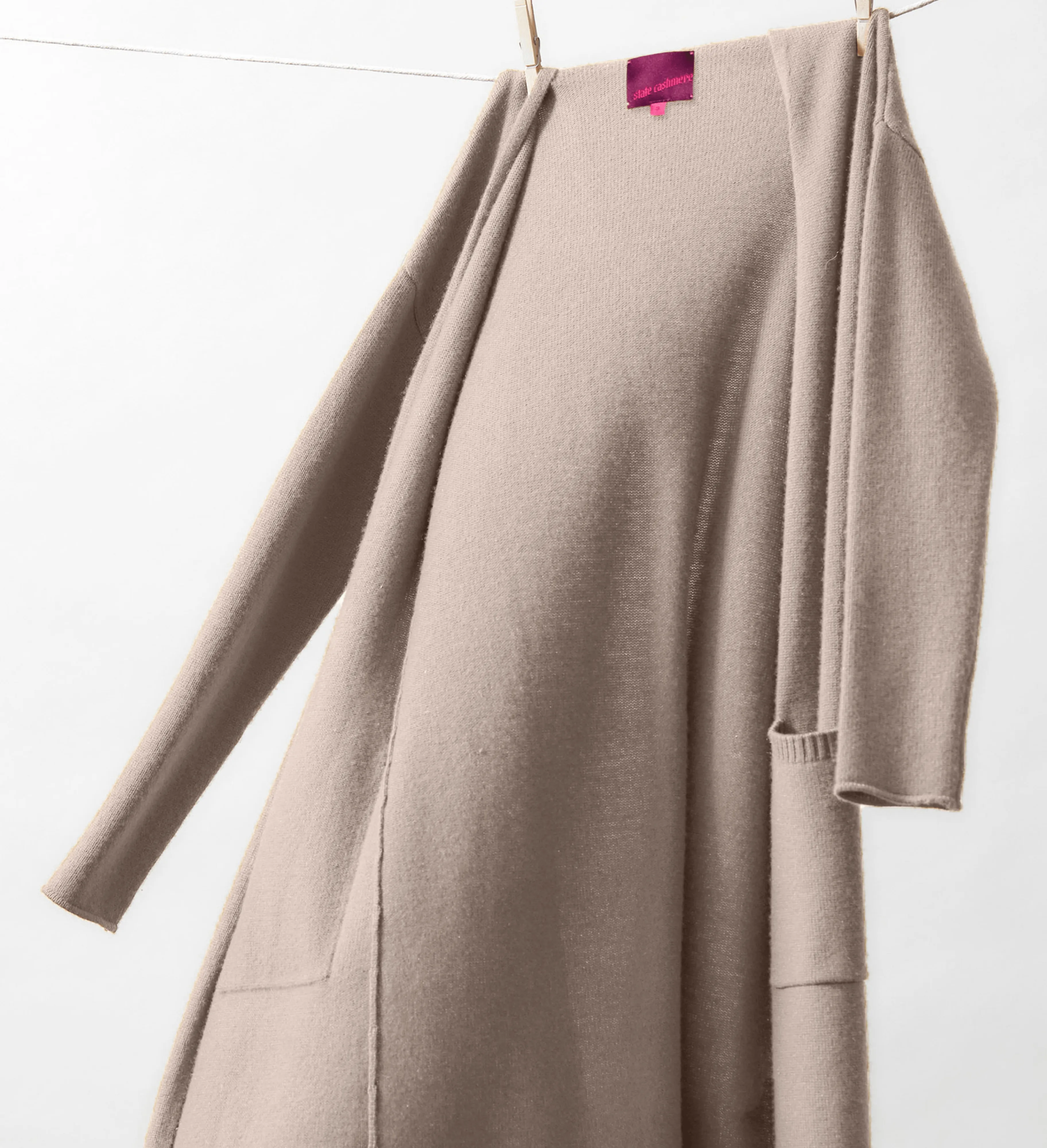The Open Front Long Cashmere Cardigan with Pockets sold by State Cashmere product image thumbnail 5