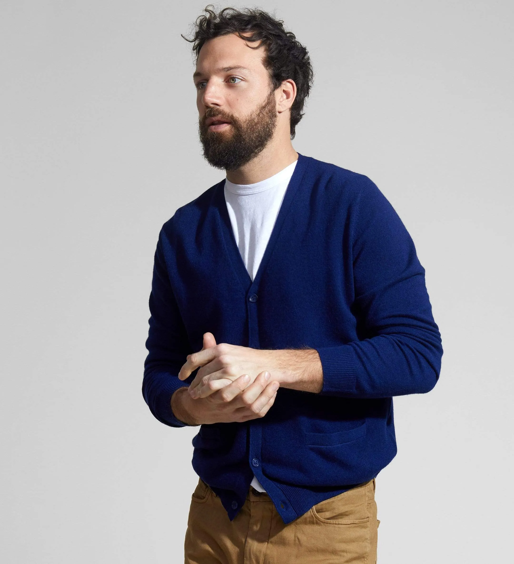 The V-Neck Button Down Cashmere Cardigan with Pockets sold by State Cashmere product image thumbnail 2