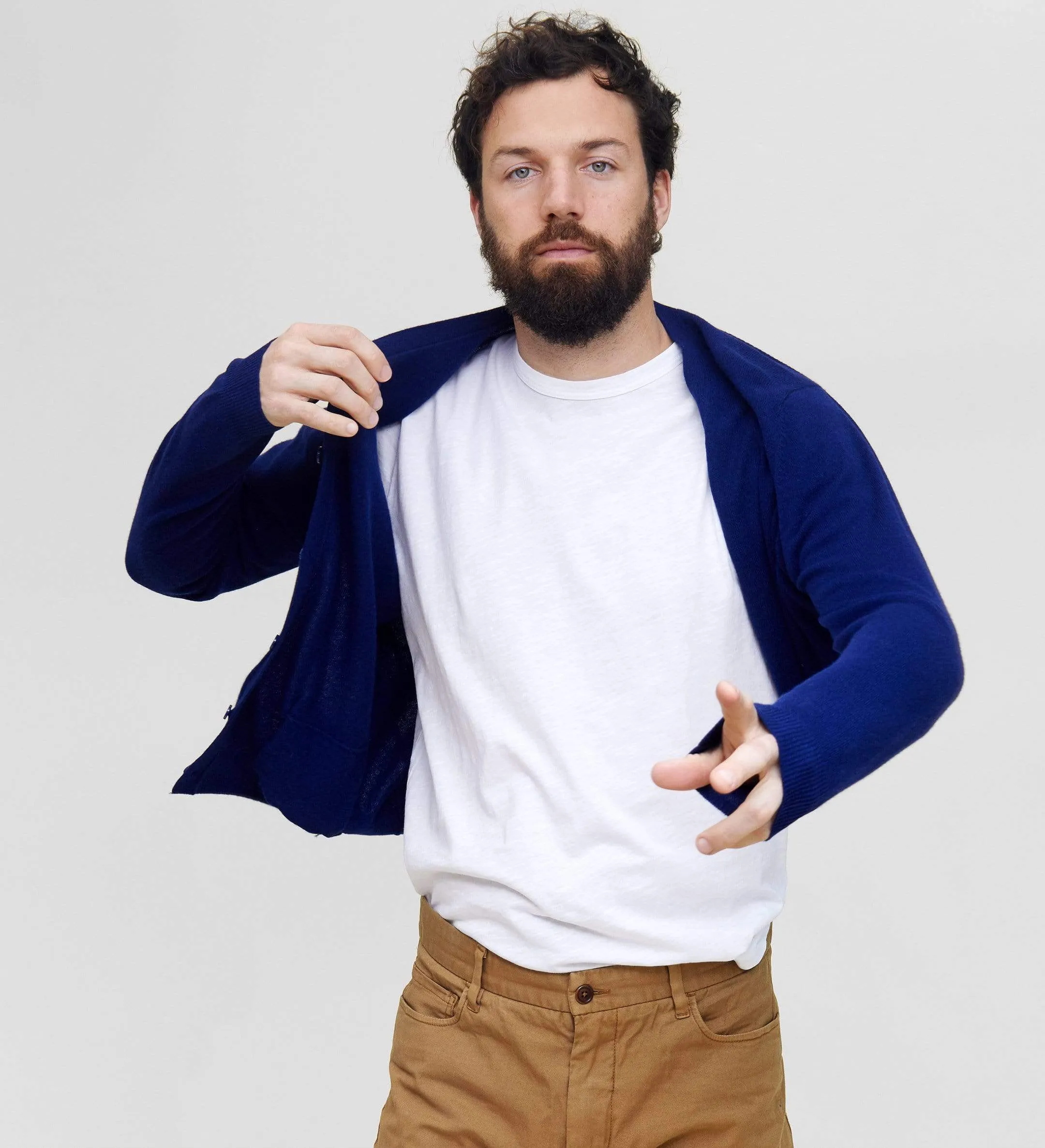 The V-Neck Button Down Cashmere Cardigan with Pockets sold by State Cashmere product image thumbnail 3