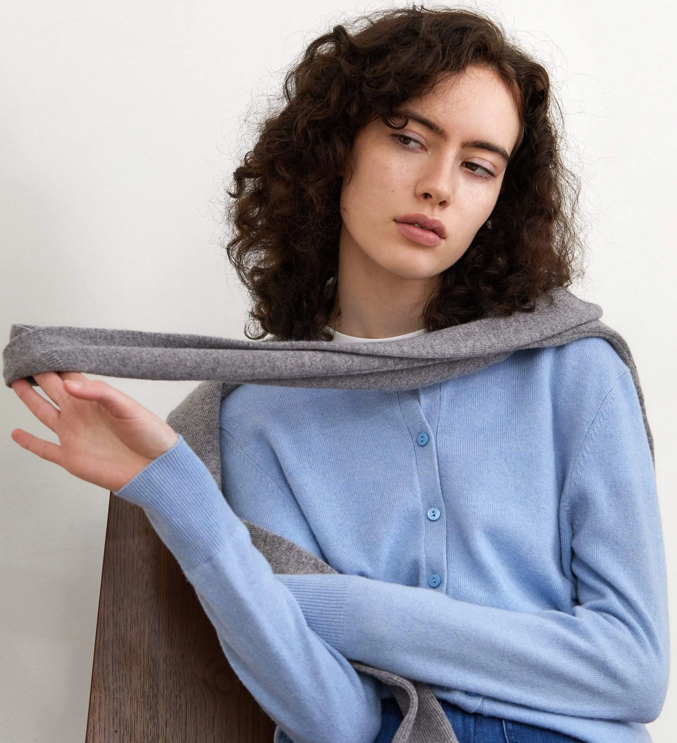 The Crewneck Button-Down Cashmere Cardigan sold by State Cashmere product image thumbnail 2