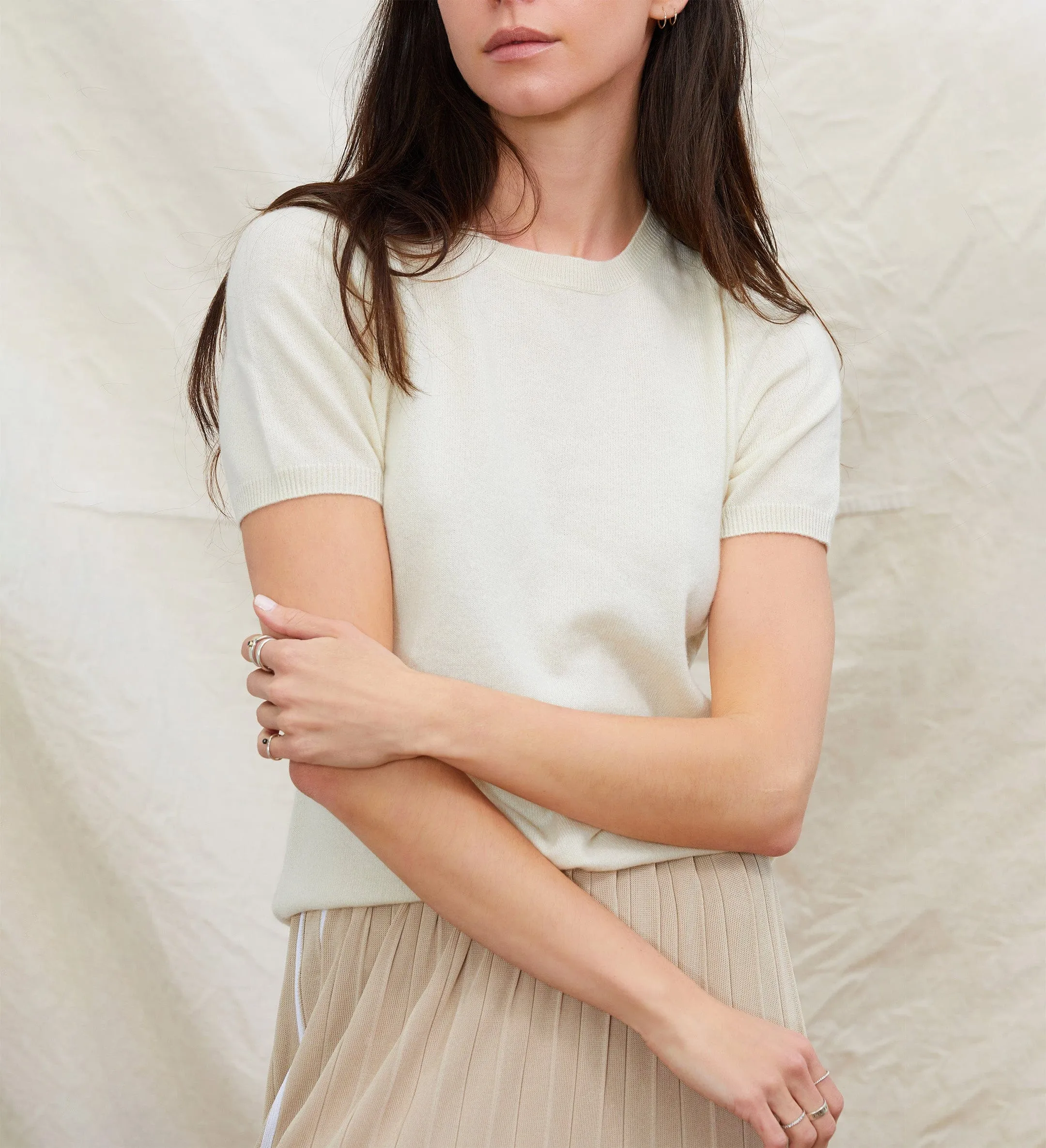 The Crewneck Short Sleeve Cashmere Sweater sold by State Cashmere product image thumbnail 3