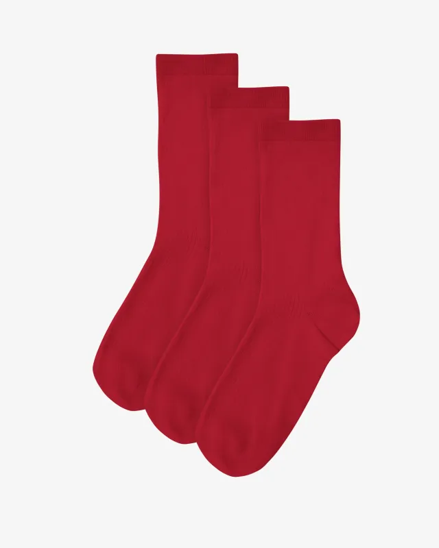 Women Classic Organic Sock - Scarlet Red (3-Pack) sold by Colorful Standard