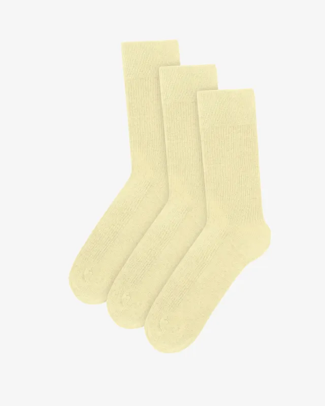 Classic Organic Sock - Soft Yellow (3-Pack) sold by Colorful Standard