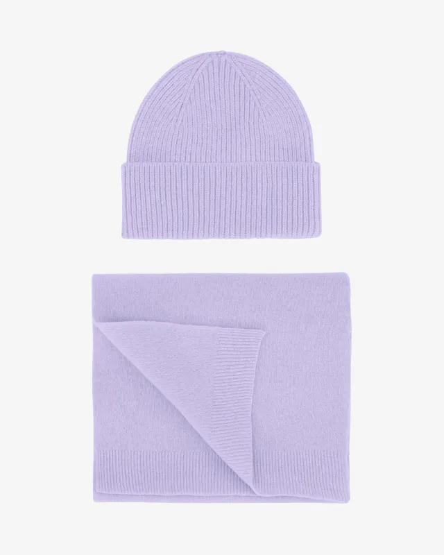 Merino Wool Beanie & Scarf - Soft Lavender sold by Colorful Standard