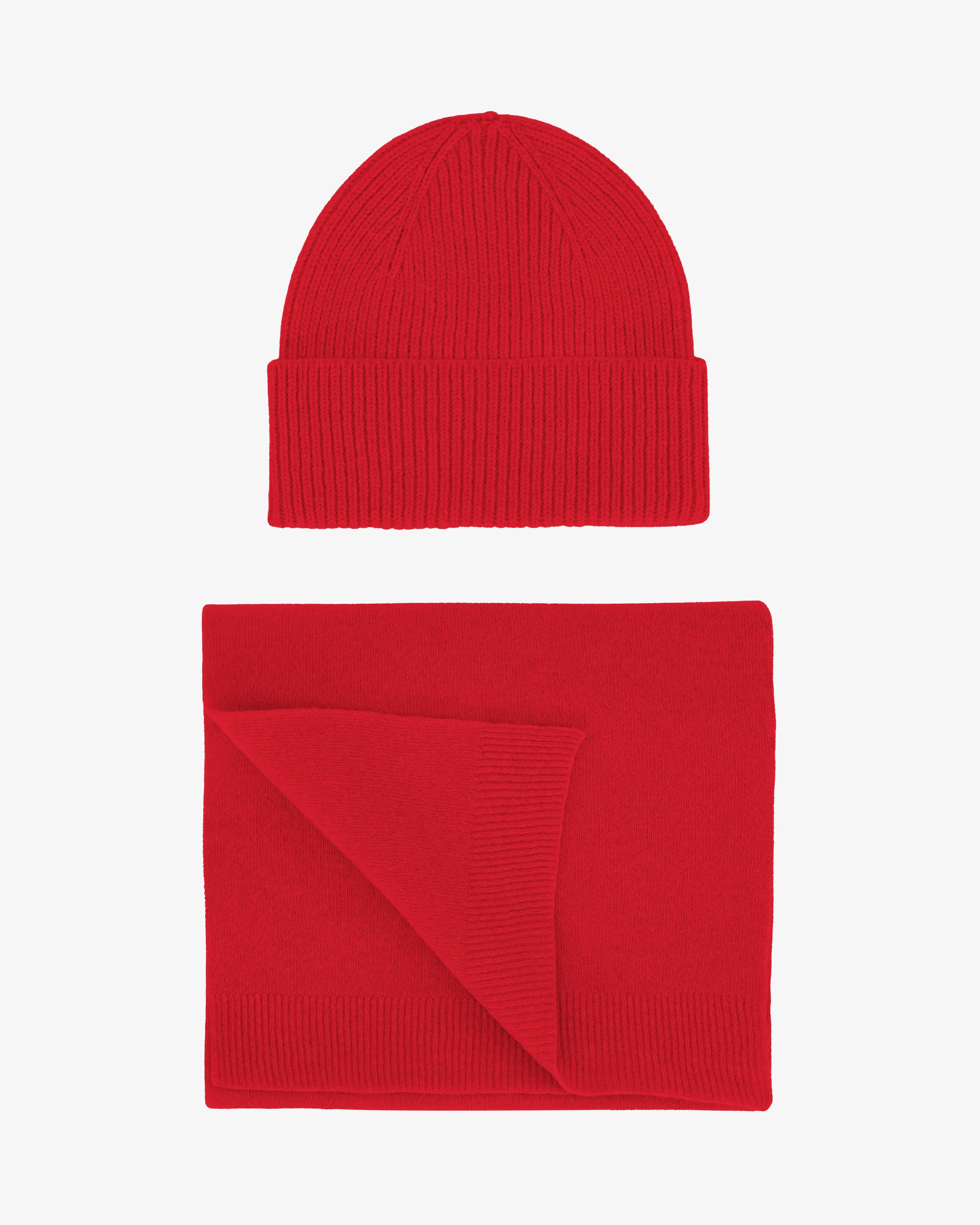 Merino Wool Beanie & Scarf - Scarlet Red sold by Colorful Standard