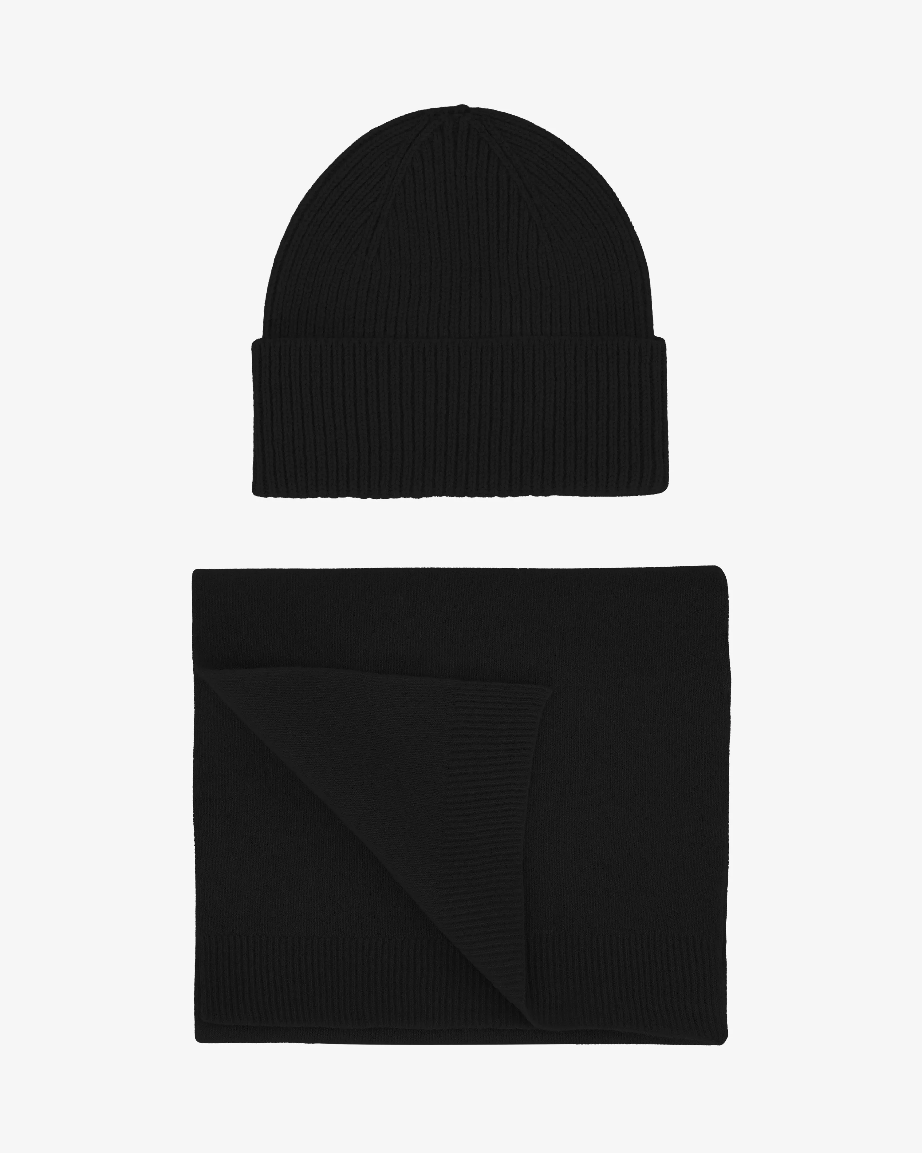Merino Wool Beanie & Scarf - Deep Black sold by Colorful Standard