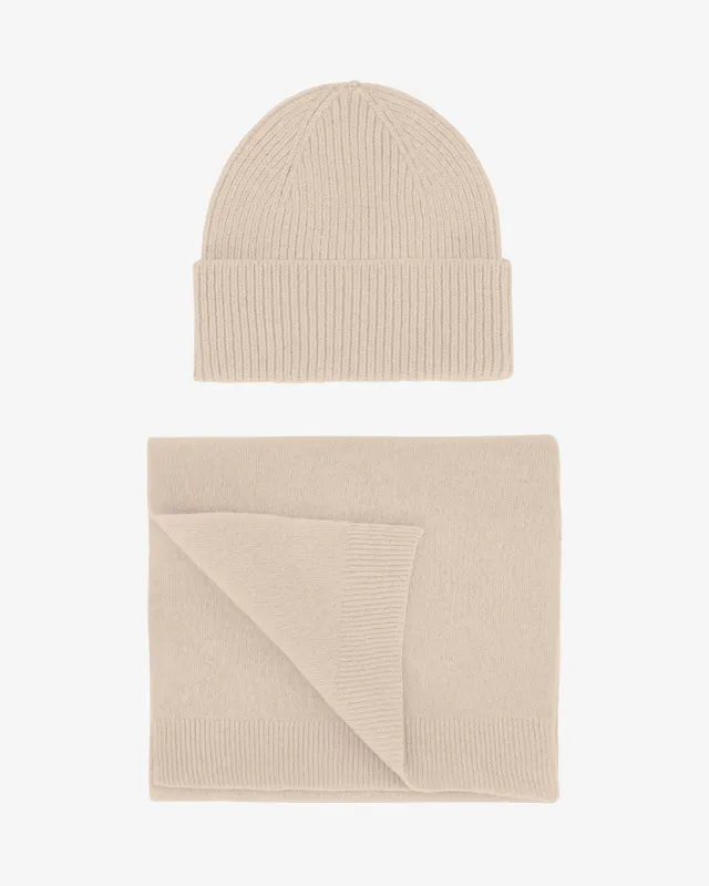 Merino Wool Beanie & Scarf - Ivory White sold by Colorful Standard