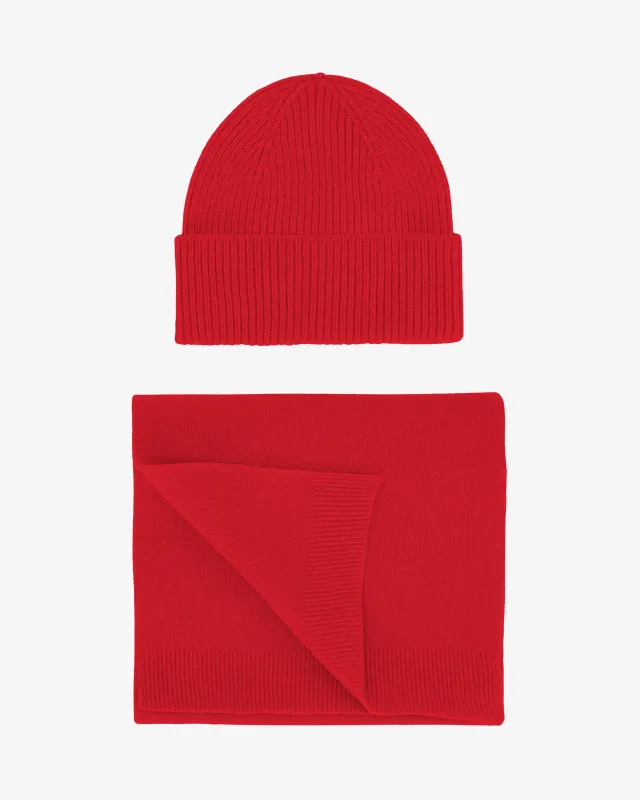 Merino Wool Beanie & Scarf - Scarlet Red sold by Colorful Standard