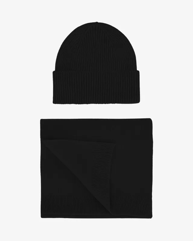 Merino Wool Beanie & Scarf - Deep Black sold by Colorful Standard
