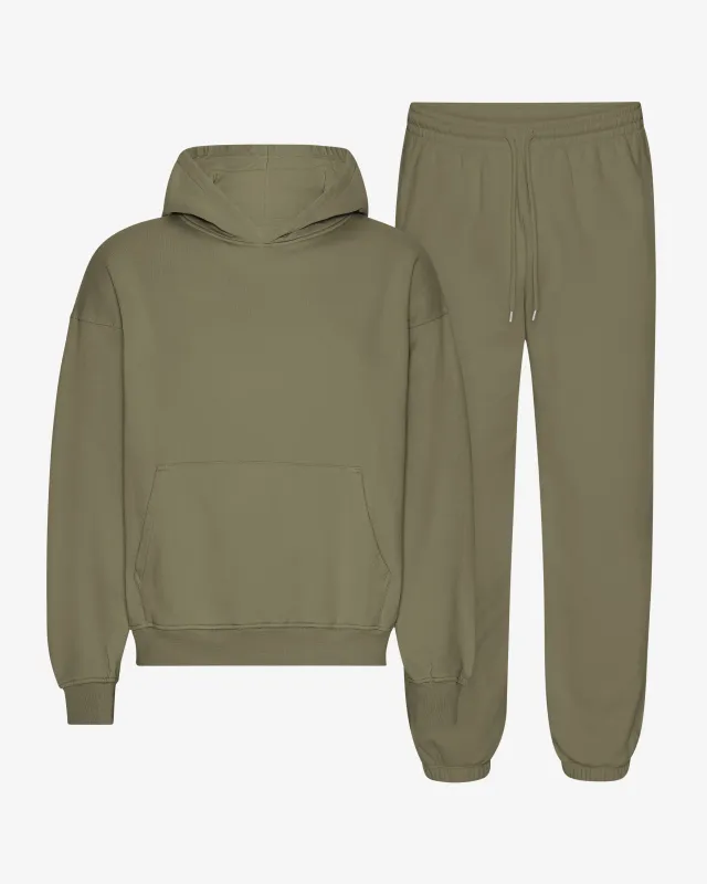 Organic Relaxed Hood Sweatsuit - Dusty Olive sold by Colorful Standard