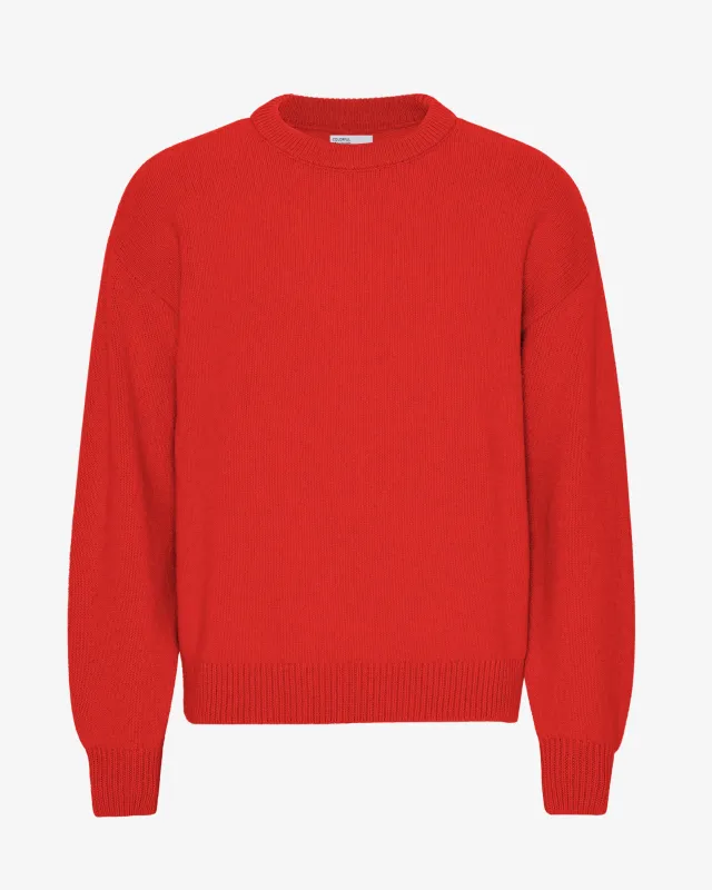 Oversized Merino Wool Crew - Red Tangerine sold by Colorful Standard