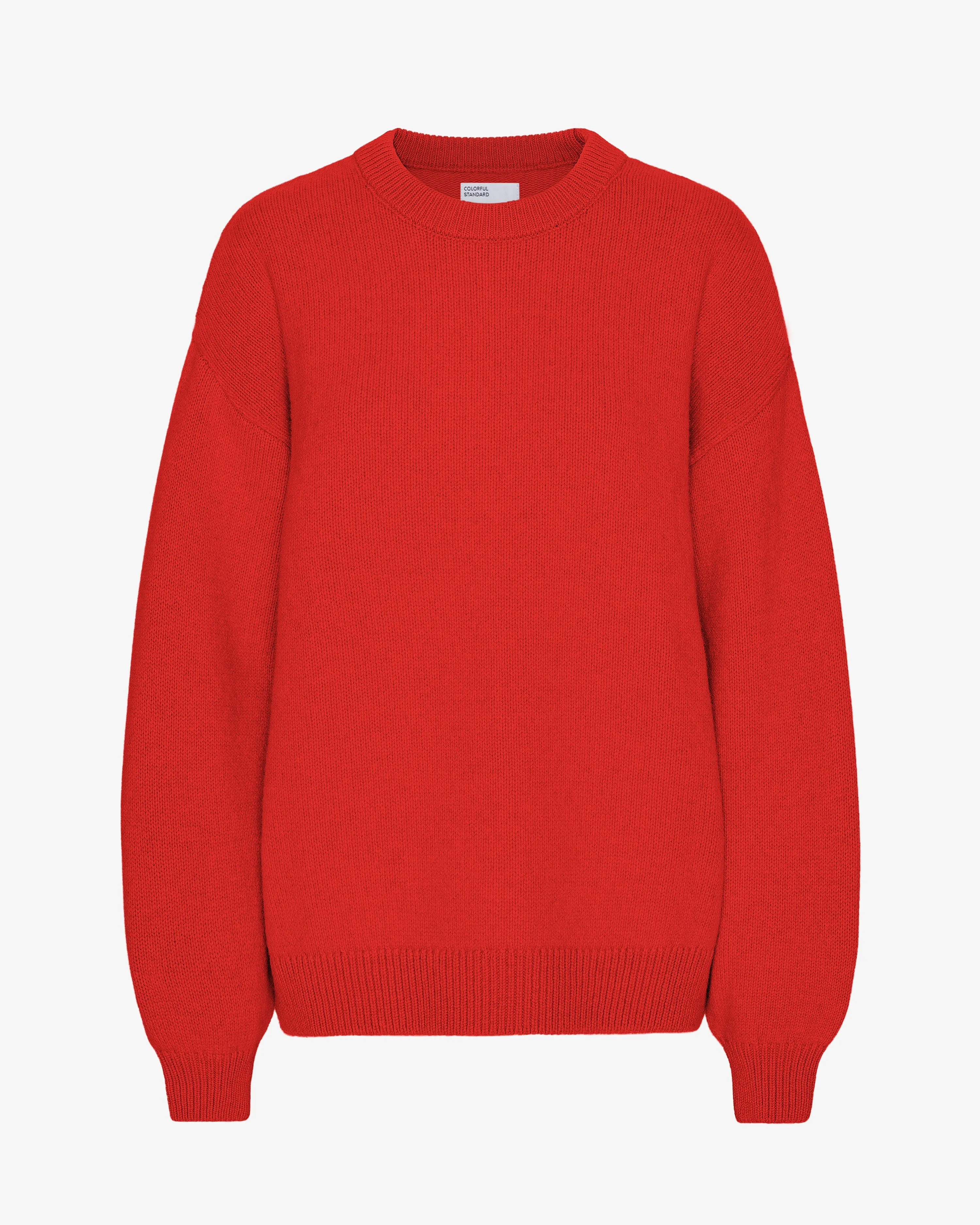Oversized Merino Wool Crew - Red Tangerine sold by Colorful Standard