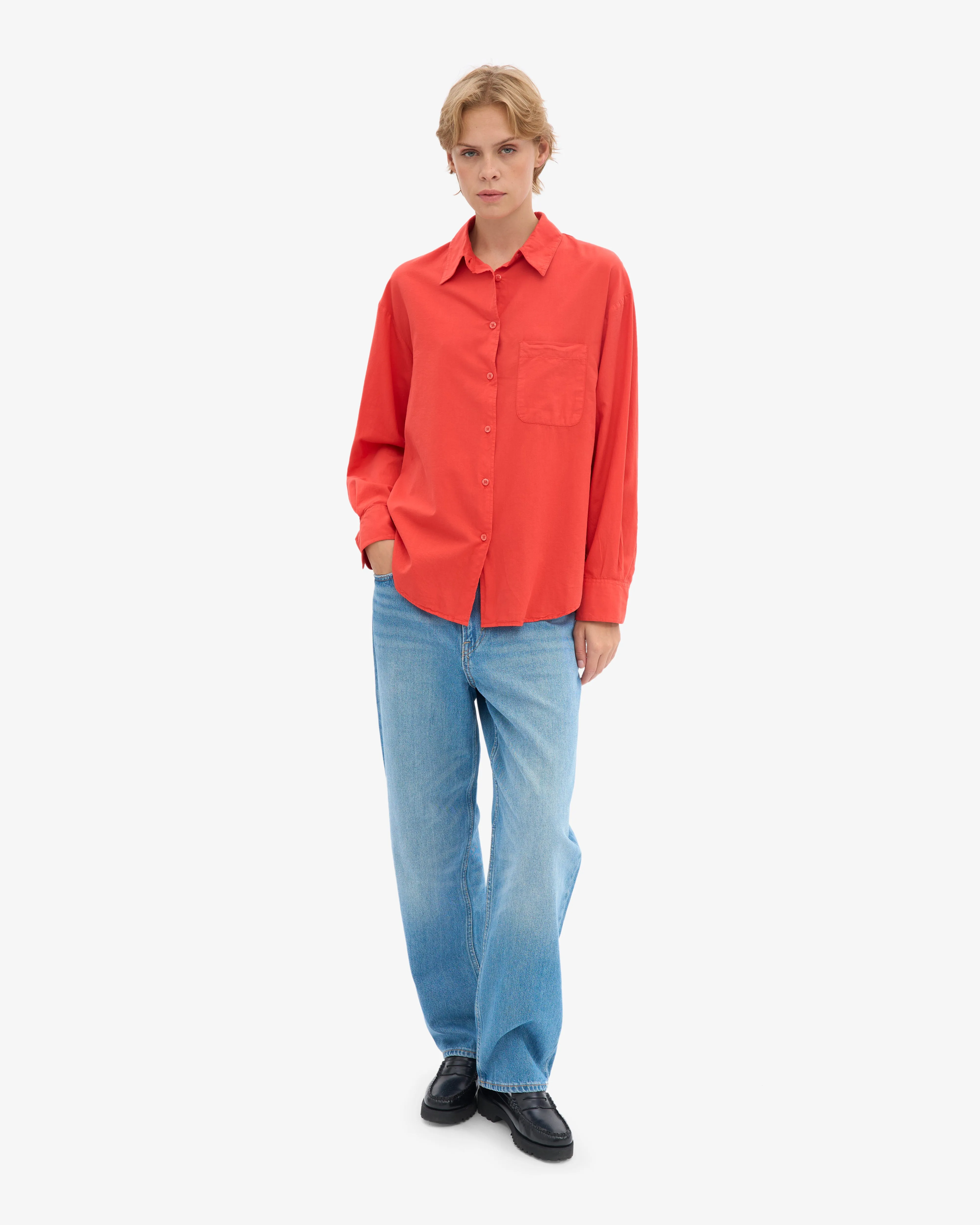 Organic Oversized Shirt - Red Tangerine sold by Colorful Standard product image thumbnail 5