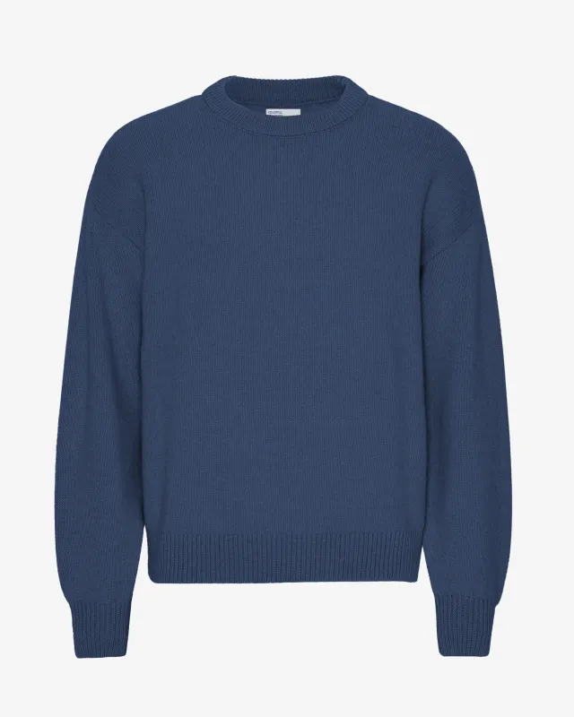 Oversized Merino Wool Crew - Petrol Blue sold by Colorful Standard