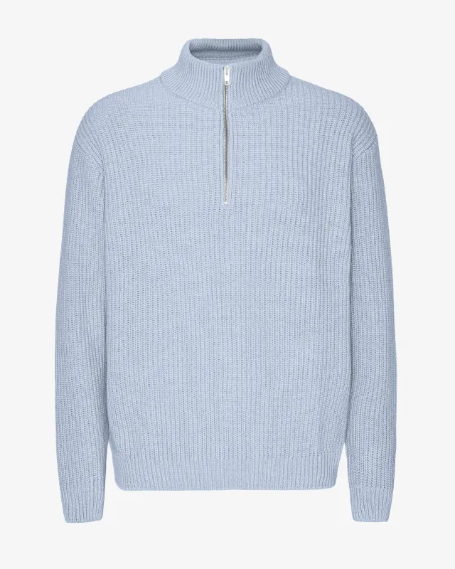 Merino Quarter Zip - Polar Blue sold by Colorful Standard