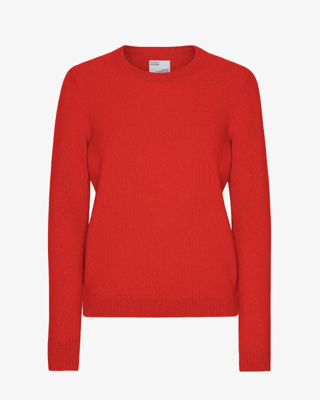 Women Classic Merino Wool Crew - Red Tangerine sold by Colorful Standard
