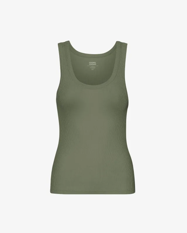 Women Organic Rib Tank Top - Dusty Olive sold by Colorful Standard