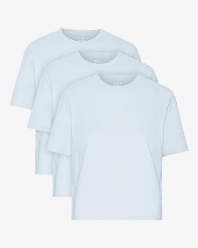 Organic Boxy Crop Tee - Polar Blue (3-Pack) sold by Colorful Standard