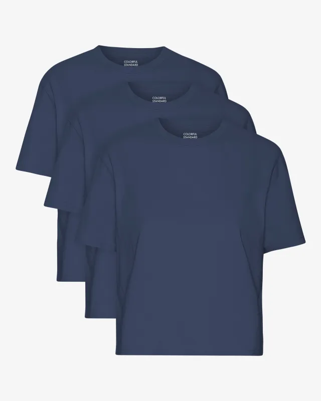 Organic Boxy Crop Tee - Petrol Blue (3-Pack) sold by Colorful Standard