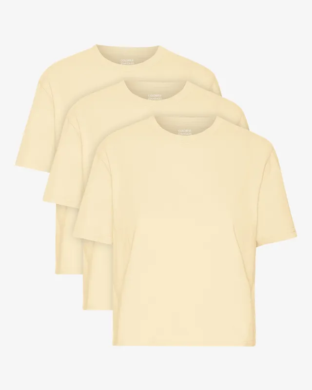 Organic Boxy Crop Tee - Soft Yellow (3-Pack) sold by Colorful Standard