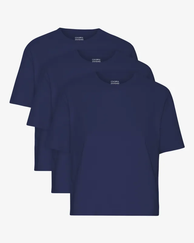 Organic Boxy Crop Tee - Marine Blue (3-Pack) sold by Colorful Standard