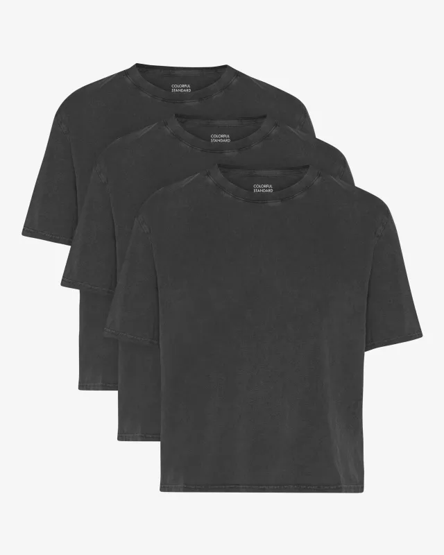 Organic Boxy Crop Tee - Faded Black (3-Pack) sold by Colorful Standard