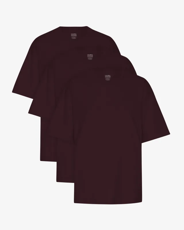 Oversized Organic T-Shirt - Oxblood Red (3-Pack) sold by Colorful Standard