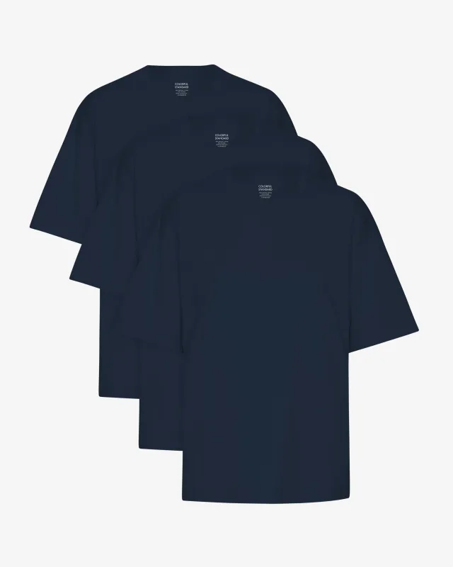 Oversized Organic T-Shirt - Navy Blue (3-Pack) sold by Colorful Standard