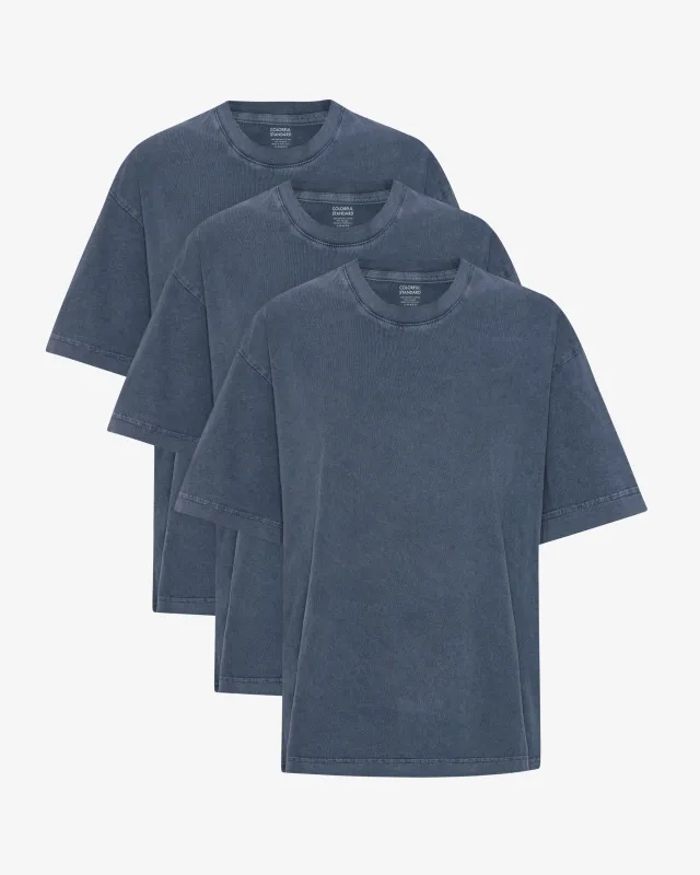 Oversized Organic T-Shirt - Neptune Blue (3-Pack) sold by Colorful Standard