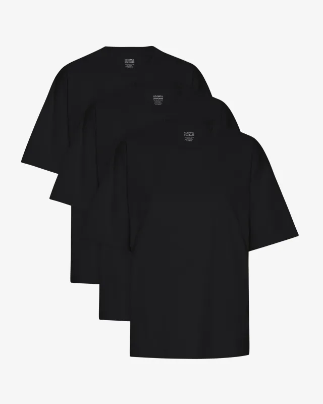 Oversized Organic T-Shirt - Deep Black (3-Pack) sold by Colorful Standard