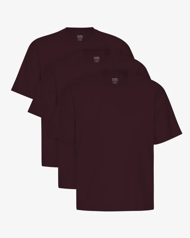 Oversized Organic T-Shirt - Oxblood Red (3-Pack) sold by Colorful Standard