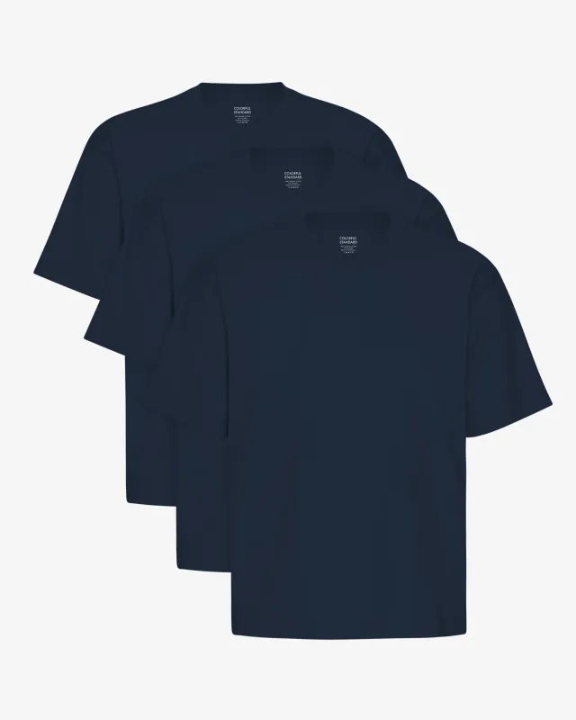 Oversized Organic T-Shirt - Navy Blue (3-Pack) sold by Colorful Standard