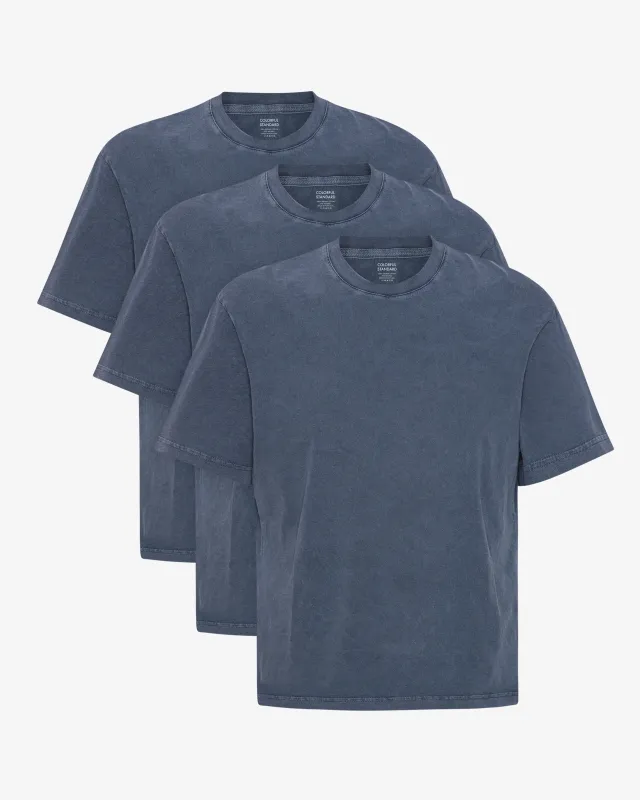 Oversized Organic T-Shirt - Neptune Blue (3-Pack) sold by Colorful Standard