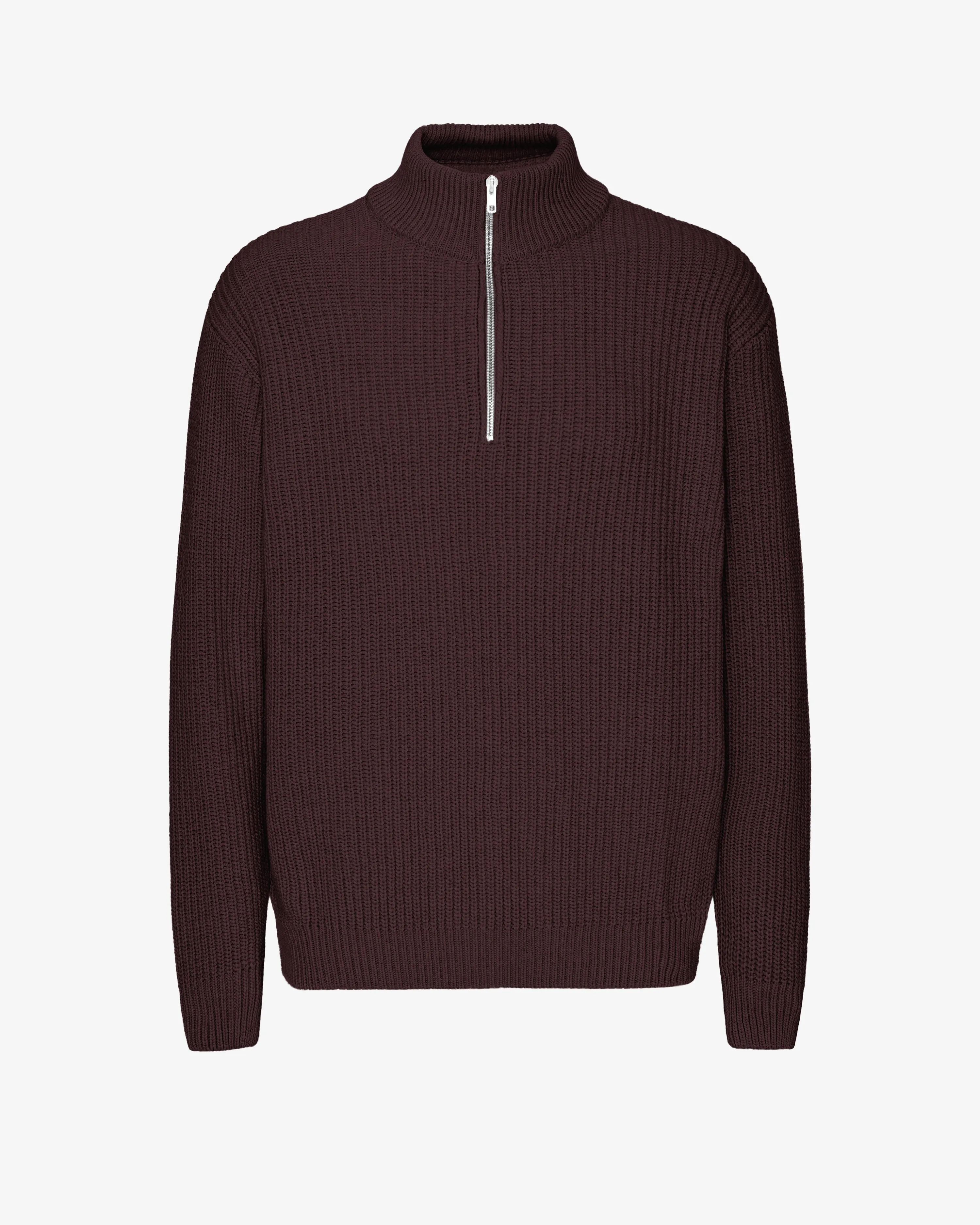 Merino Quarter Zip - Oxblood Red sold by Colorful Standard