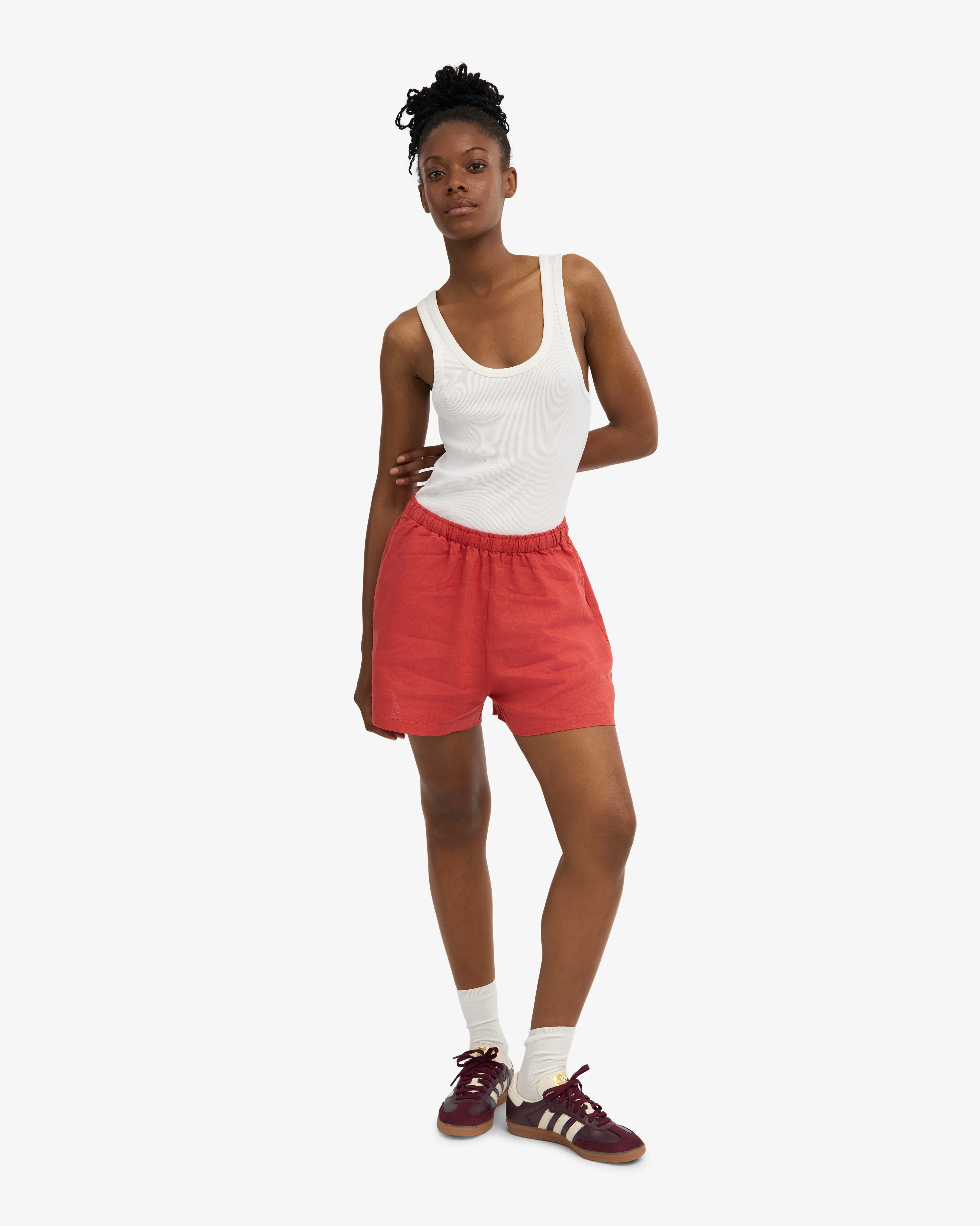 Linen Shorts - Red Tangerine sold by Colorful Standard product image thumbnail 2