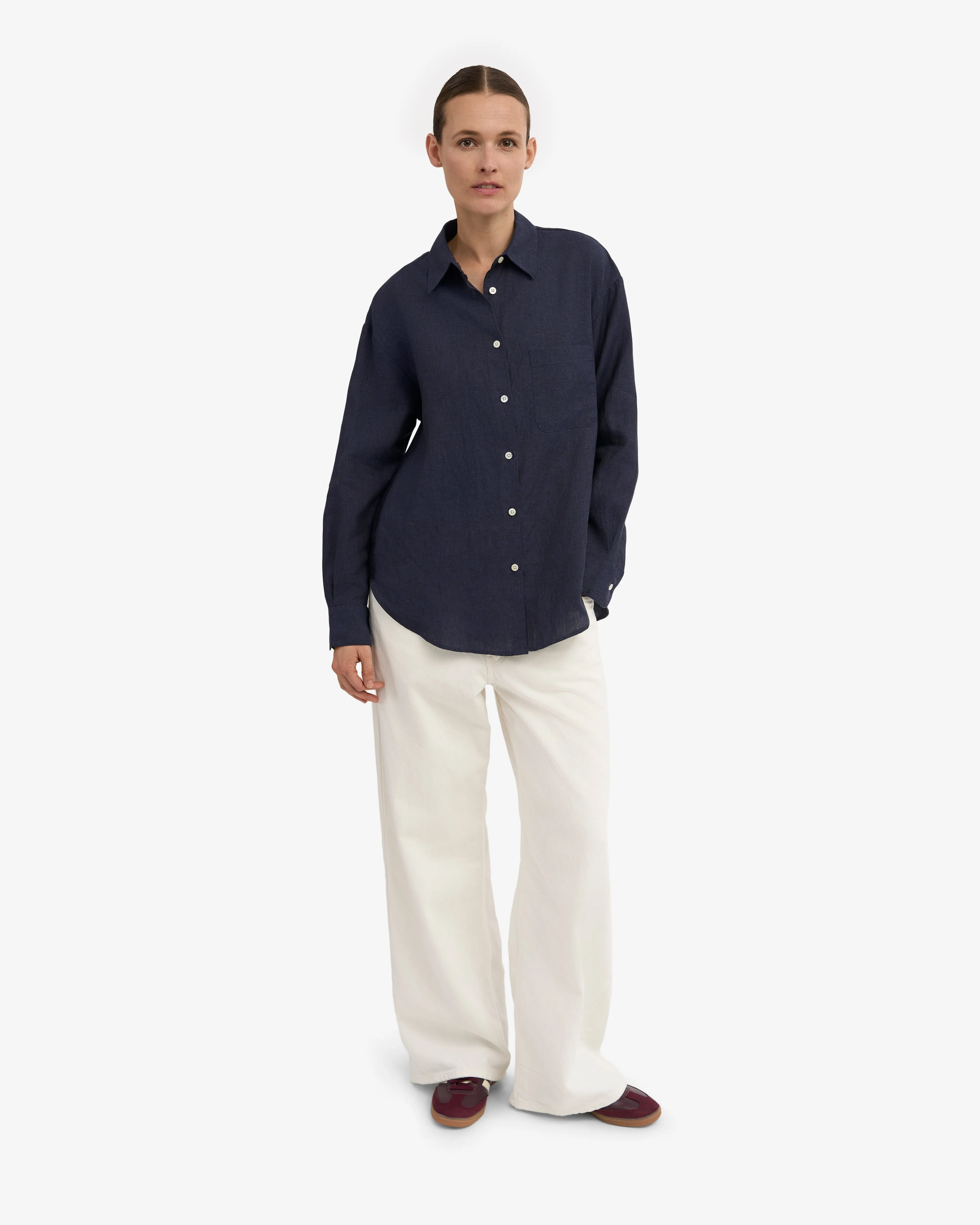 Linen Oversized Shirt - Navy Blue sold by Colorful Standard product image thumbnail 5