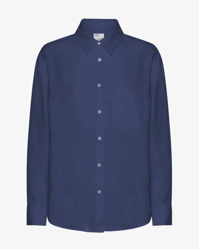 Linen Oversized Shirt - Petrol Blue sold by Colorful Standard