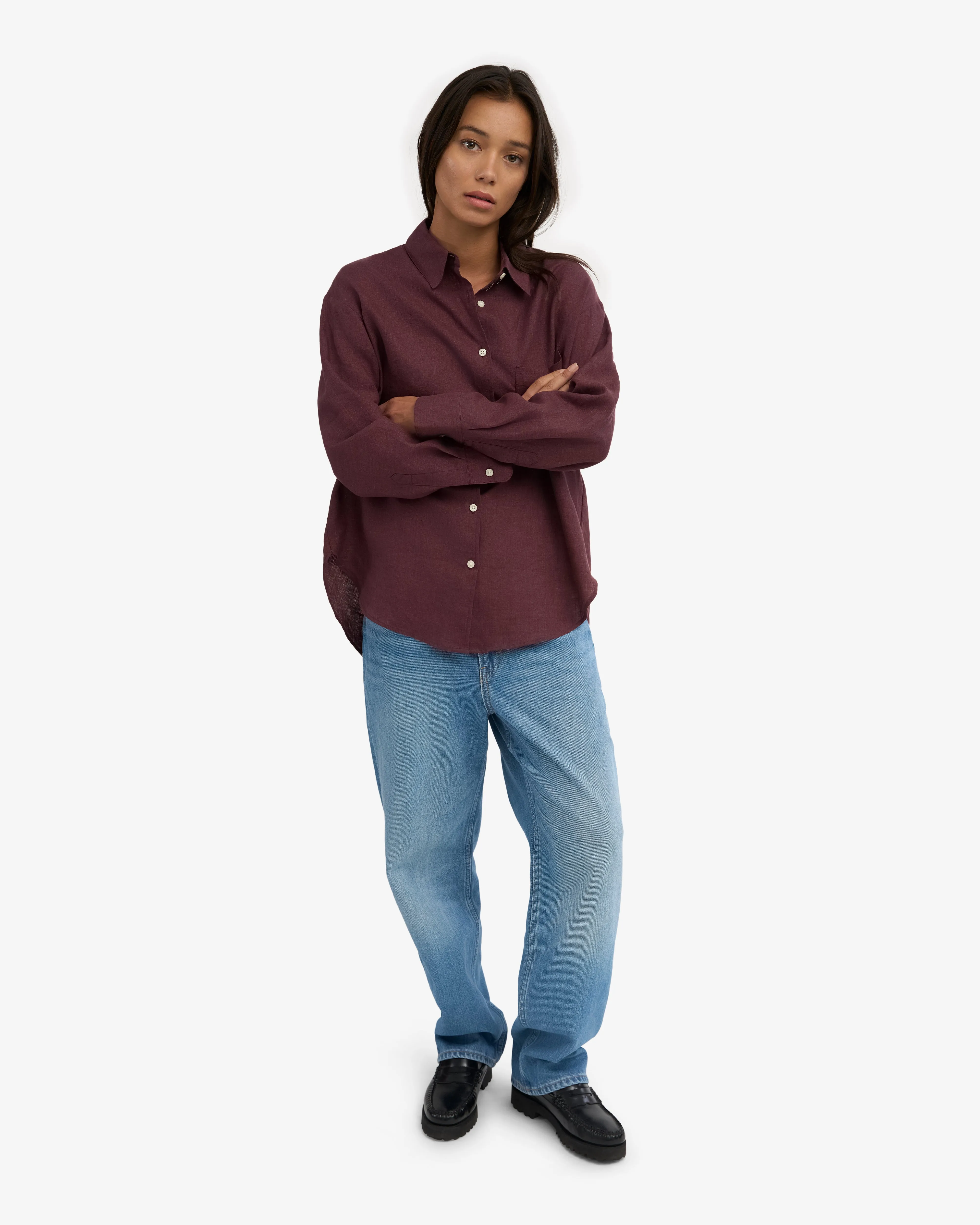 Linen Oversized Shirt - Oxblood Red sold by Colorful Standard product image thumbnail 5