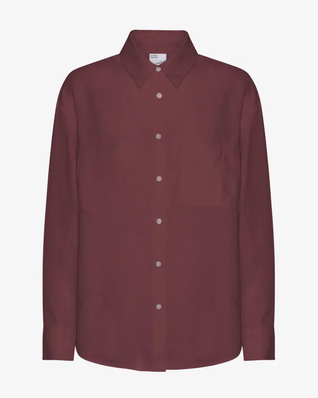 Linen Oversized Shirt - Oxblood Red sold by Colorful Standard