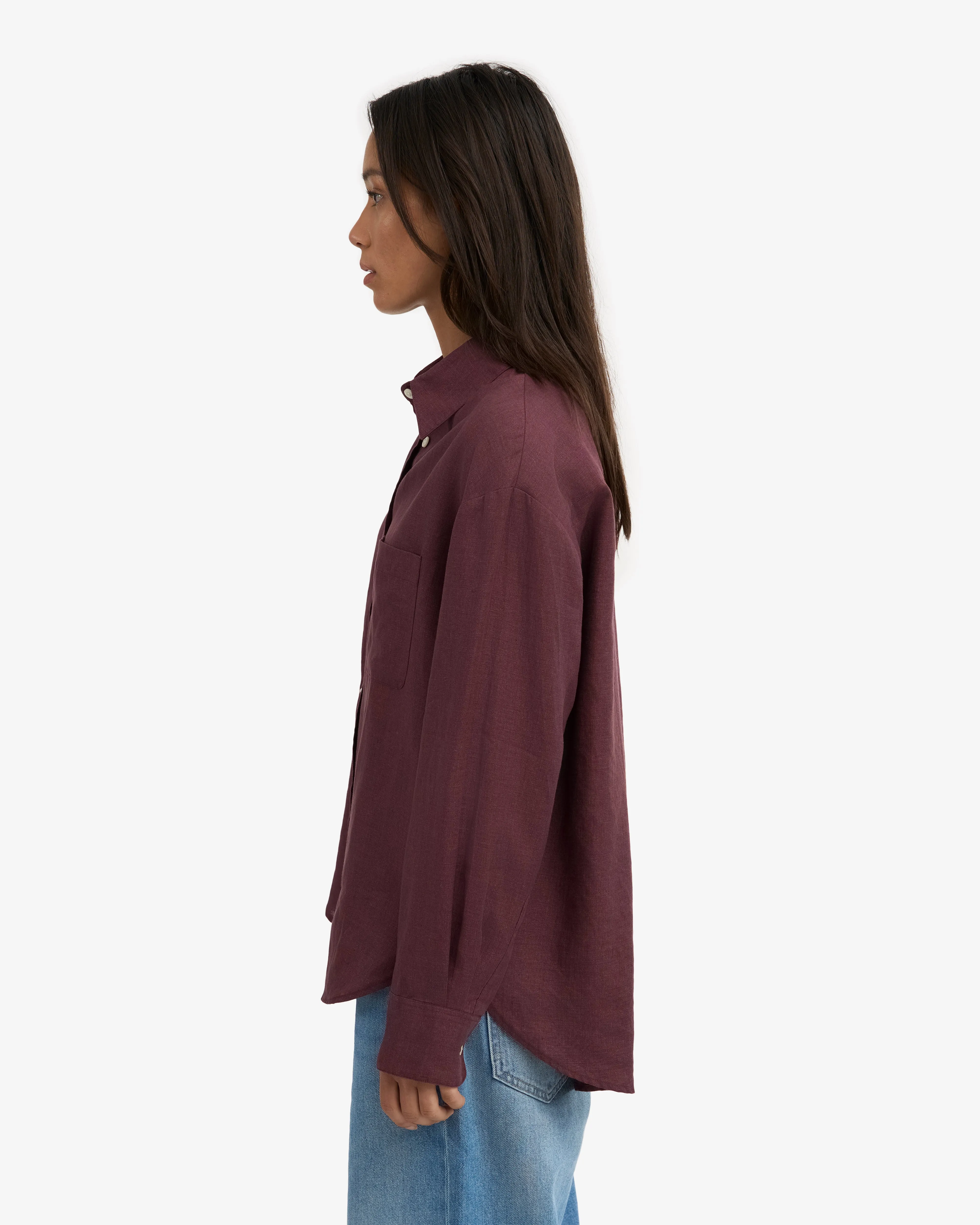 Linen Oversized Shirt - Oxblood Red sold by Colorful Standard product image thumbnail 3