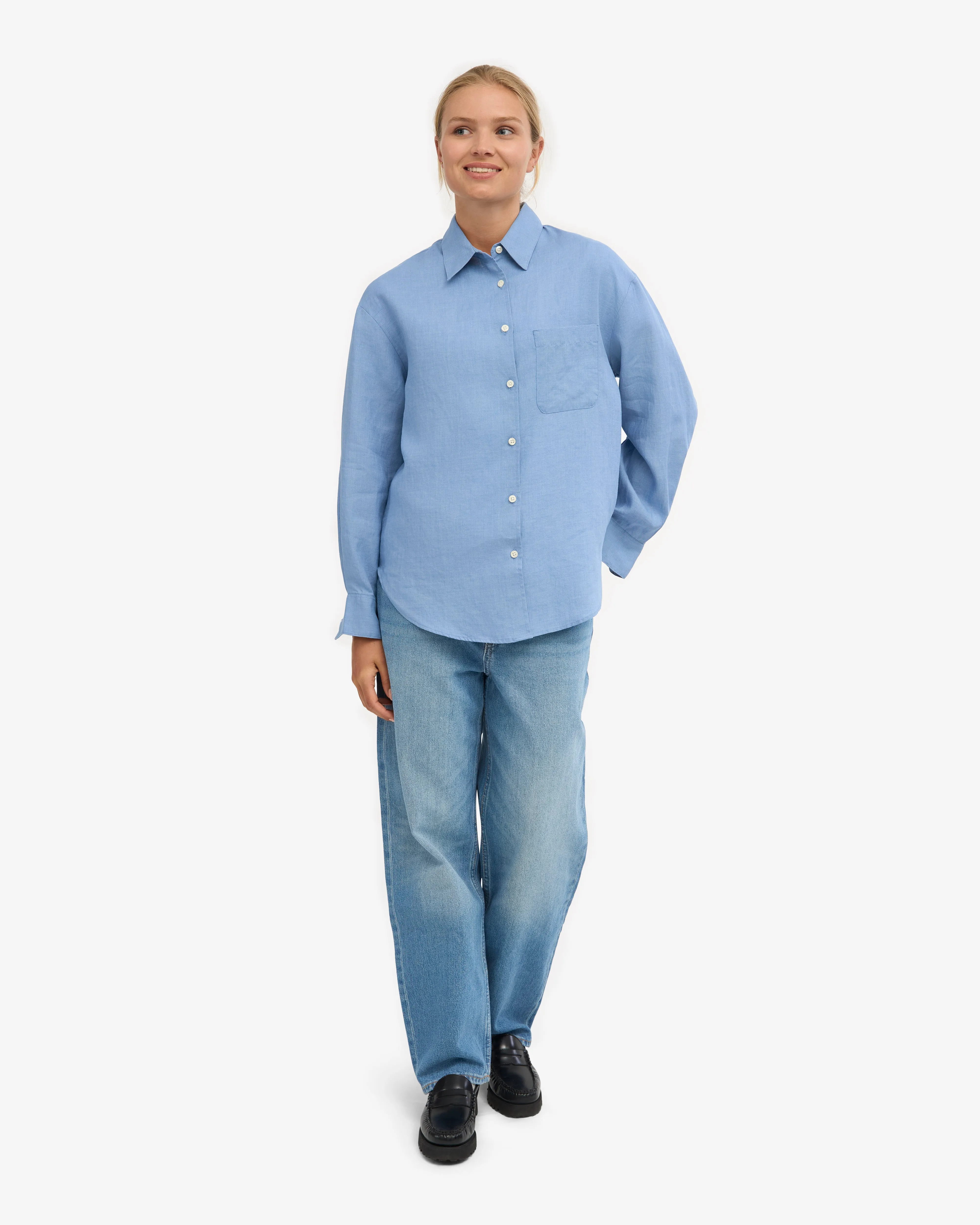 Linen Oversized Shirt - Seaside Blue sold by Colorful Standard product image thumbnail 5